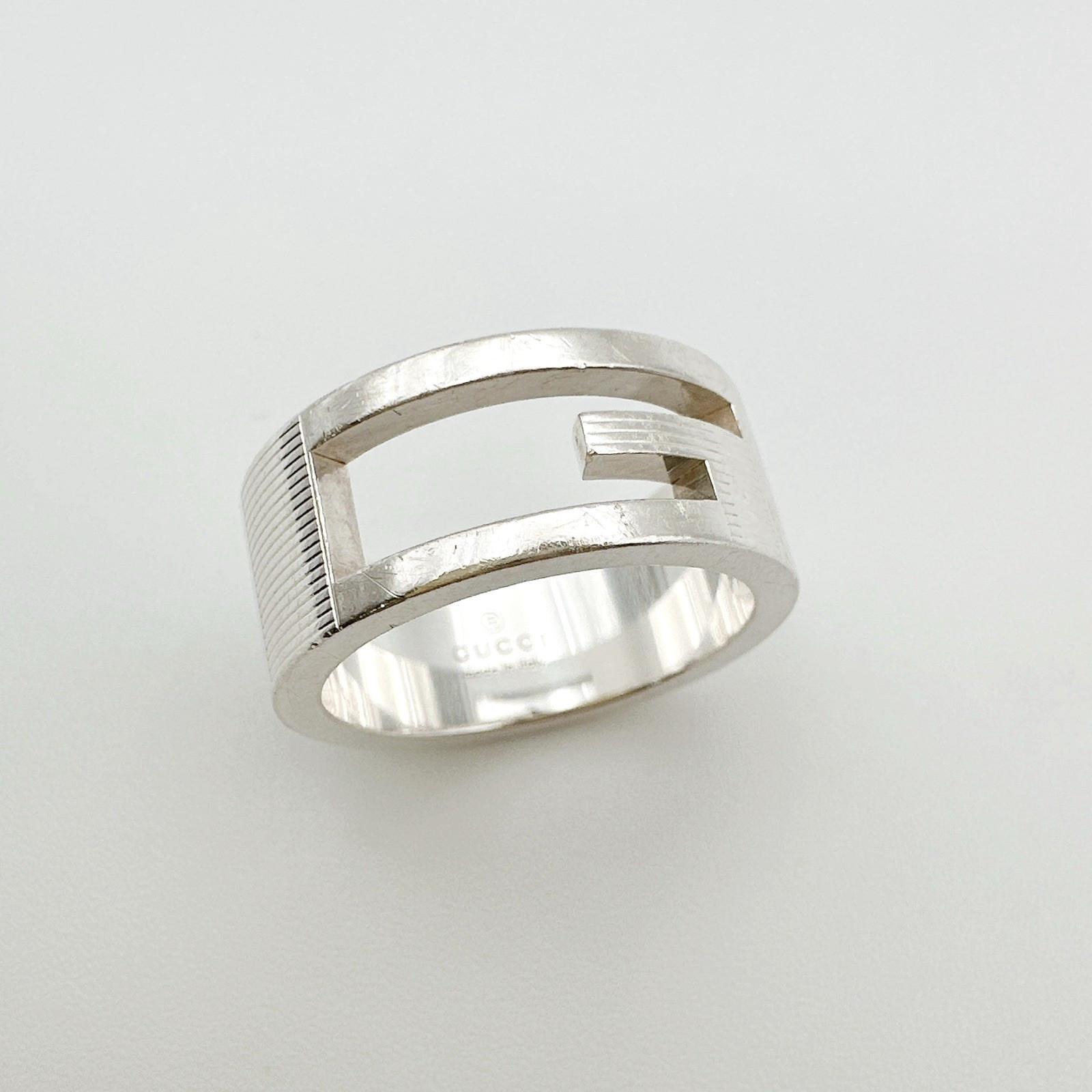 GUCCI Branded G Ring Silver SV 925 Size Marked 11 Fits JP 10.5 US 5.75 EU 50.5