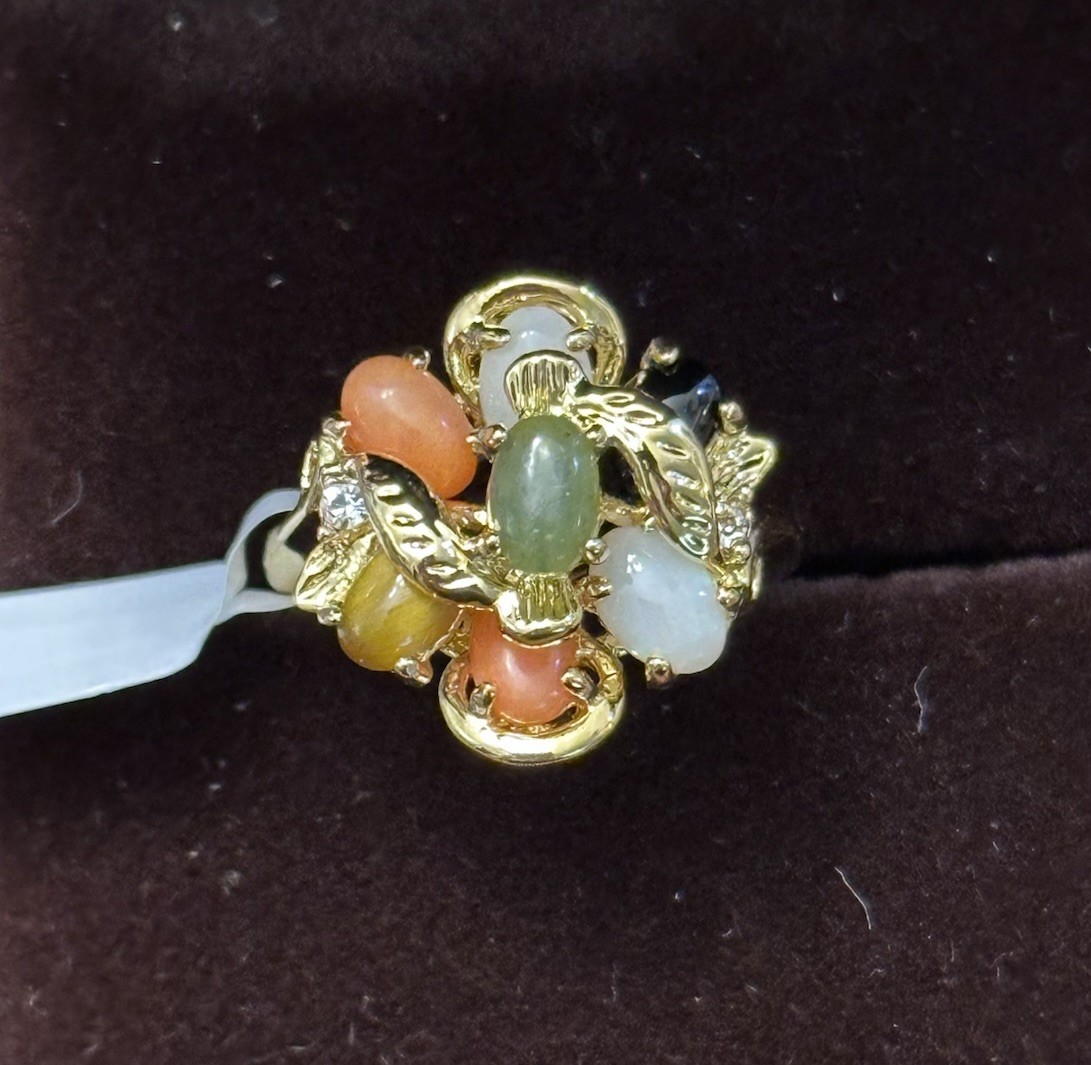 PalmBeach Jewelry by SETA Ring Genuine Gemstone Cluster