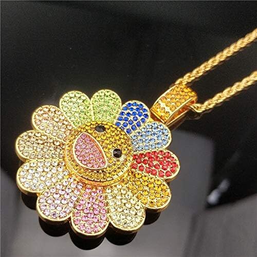 Sunflower Colorful Necklace Murakmi Sunflower Rotatable Pendant Necklace