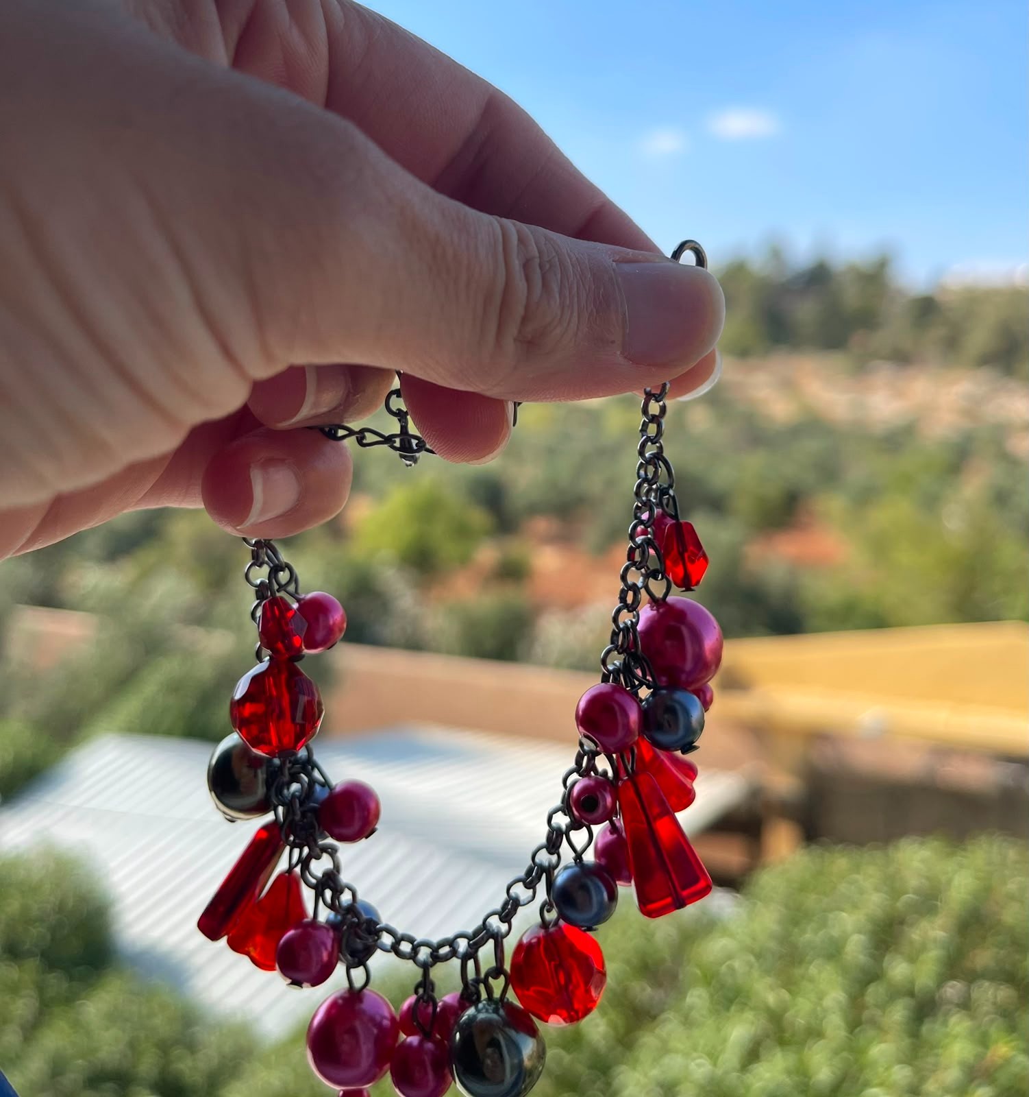 ⁠Boho Red Beaded Charm Anklet Vintage Style Ankle Bracelet