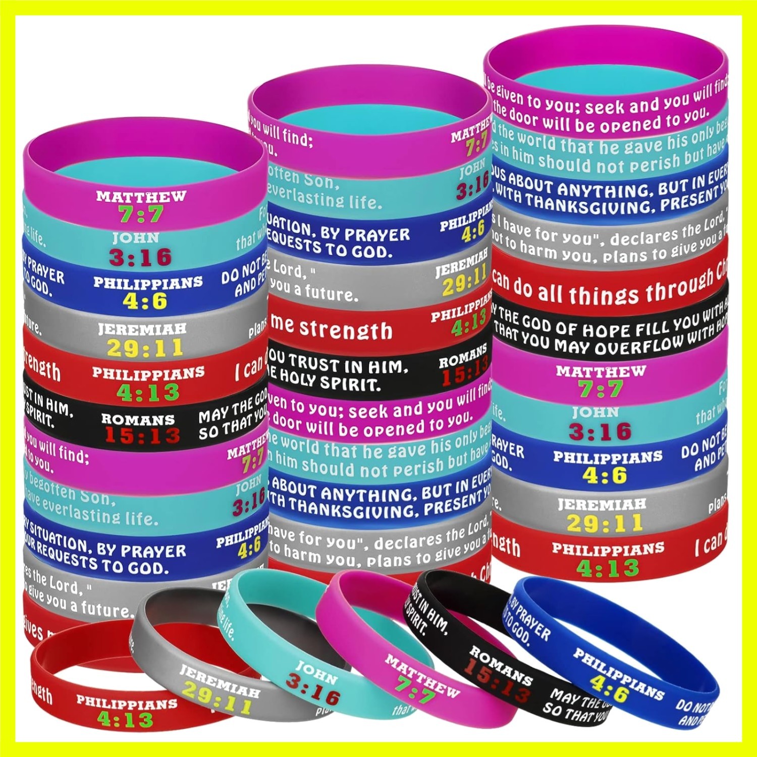 48 Pcs Bible Verses Bracelets Bulk Scripture Silicone Wristbands Inspirationa…