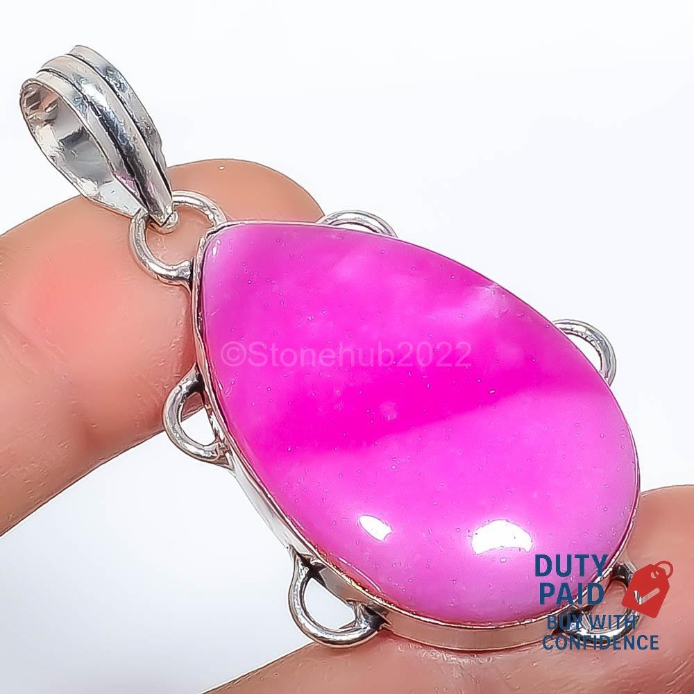Sterling Silver Plated Natural Agate Wedding Handmade Wife Boho Pendant Jewelry