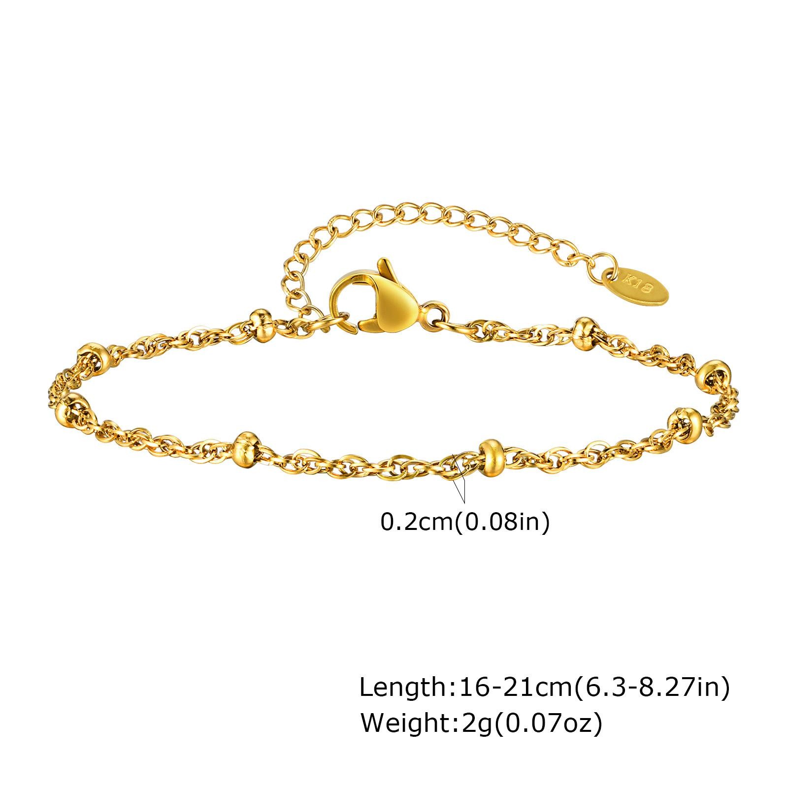 18k Gold Plated Stainless Steel Link Bracelet for Women Waterproof Jewelry