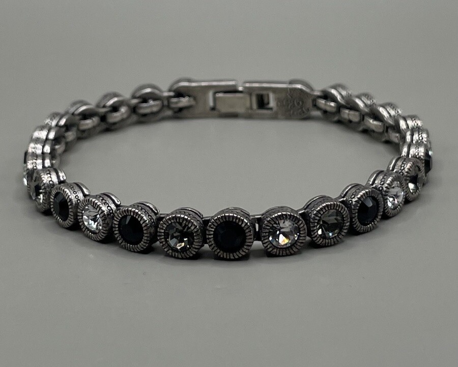 Patricia Locke USA Womens Tennis Bracelet Silver Plate Swarovski Crystal 7” 2006