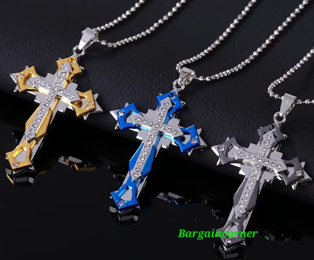 Cross Necklace (C13) Christ Cross Gothic Necklace Unisex Gift Faith Peace Symbol