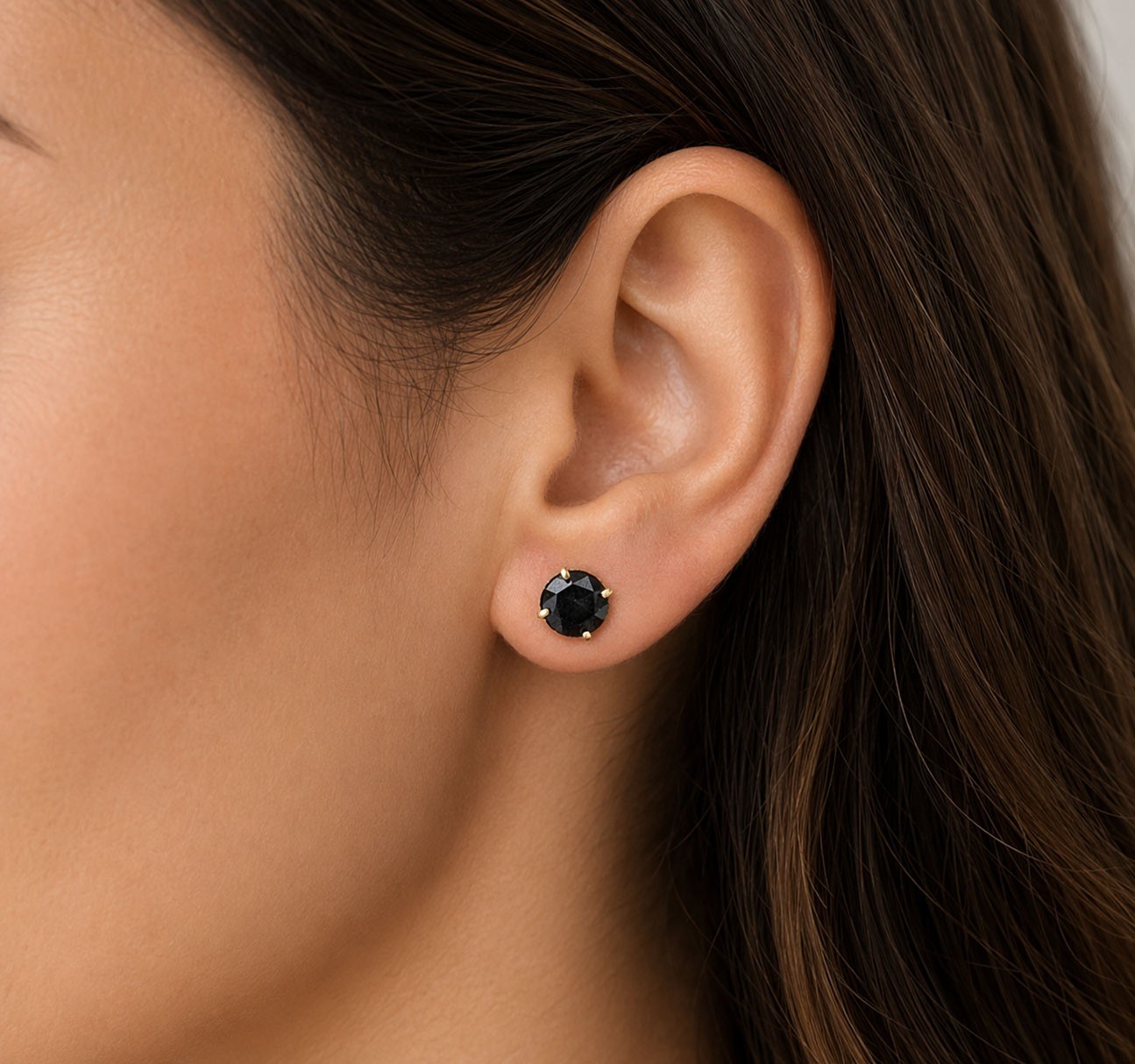 DEFECTIVE with packaging GENUINE 096 Cts BLACK DIAMOND STUD EARRINGS 14k G3D