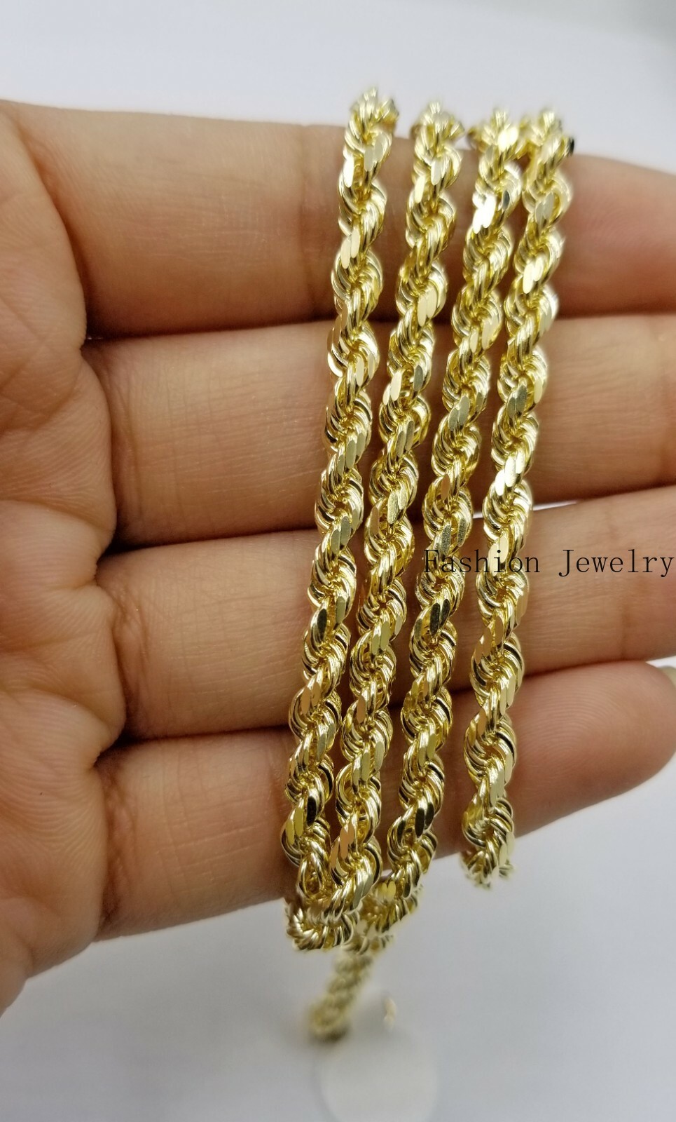 SOLID 10k Gold Rope Chain 5mm 20″ Diamond Cut Men Women