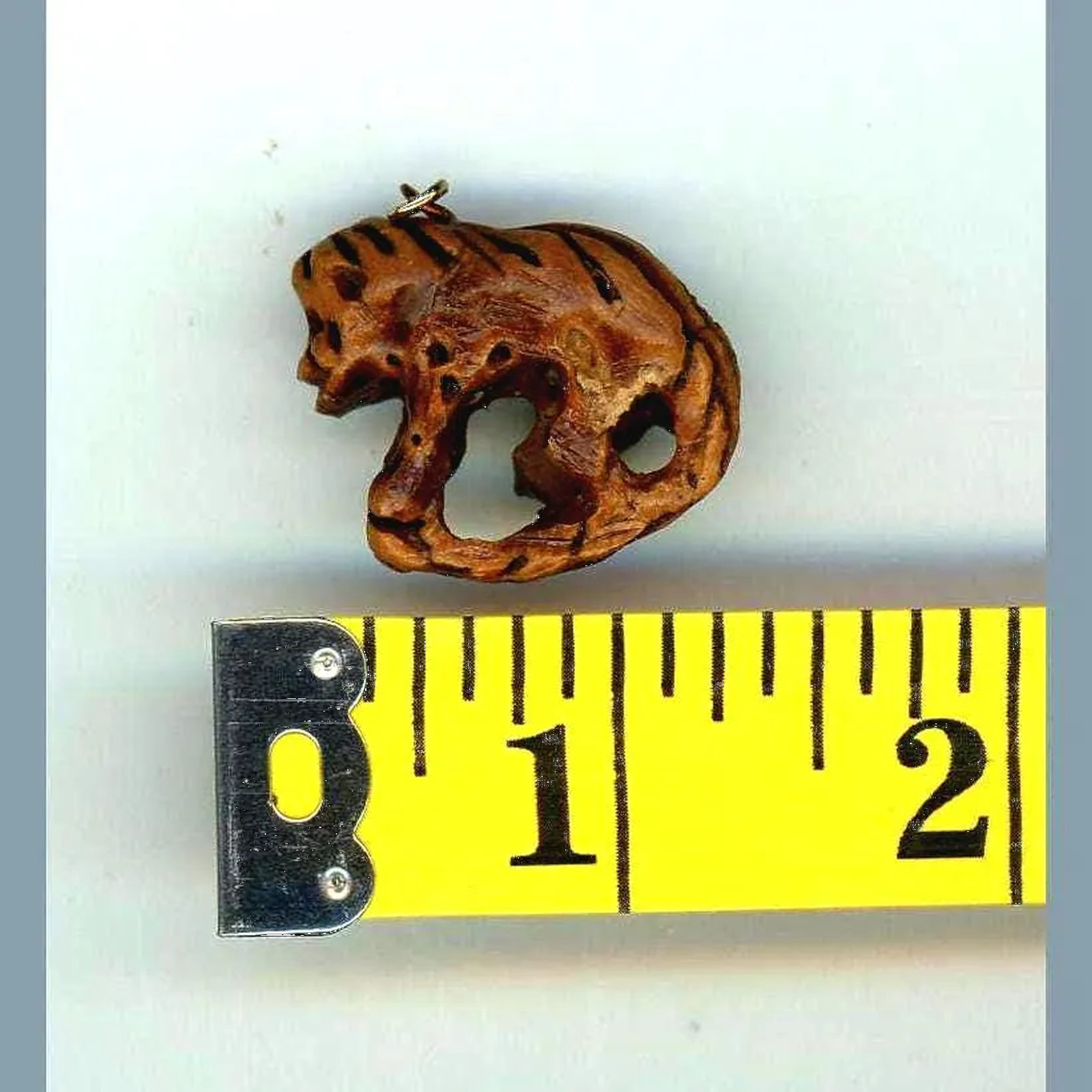 1 Monkey Pendant Brown Wood Hand Carved 1 3/8″ x 1″ x 1/2″