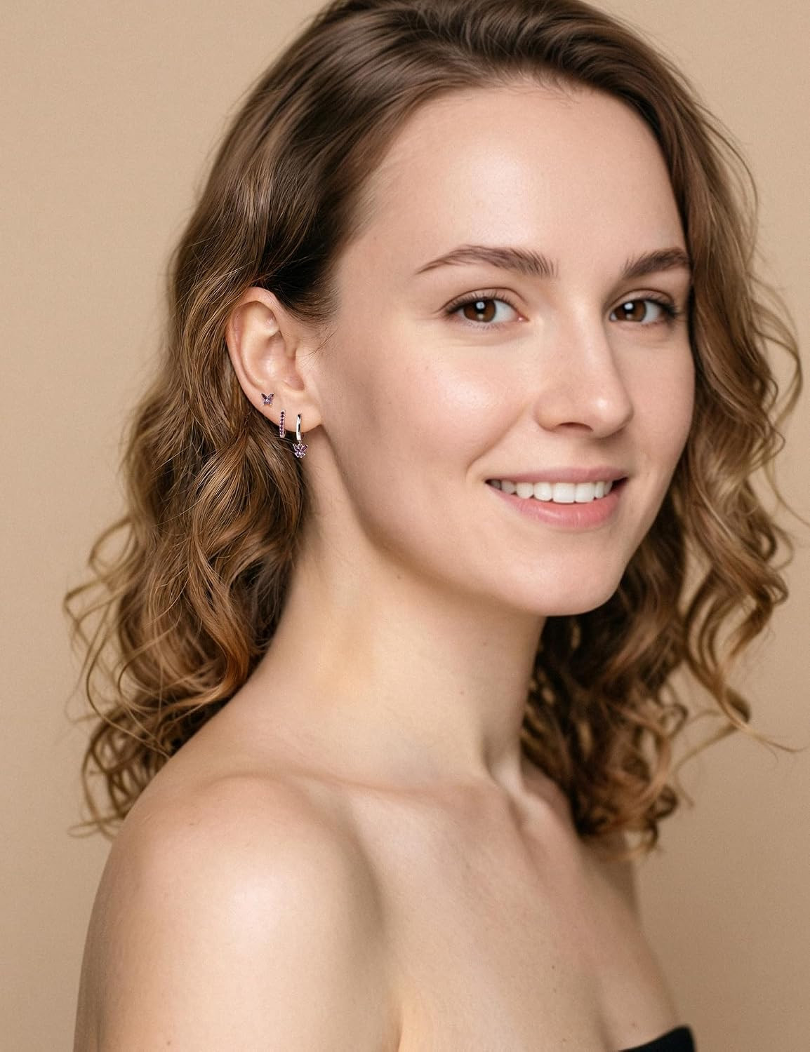 3 Pairs Hoop and Flat Back Earrings Set for Women, 14K Gold Plated or S925 Sterl