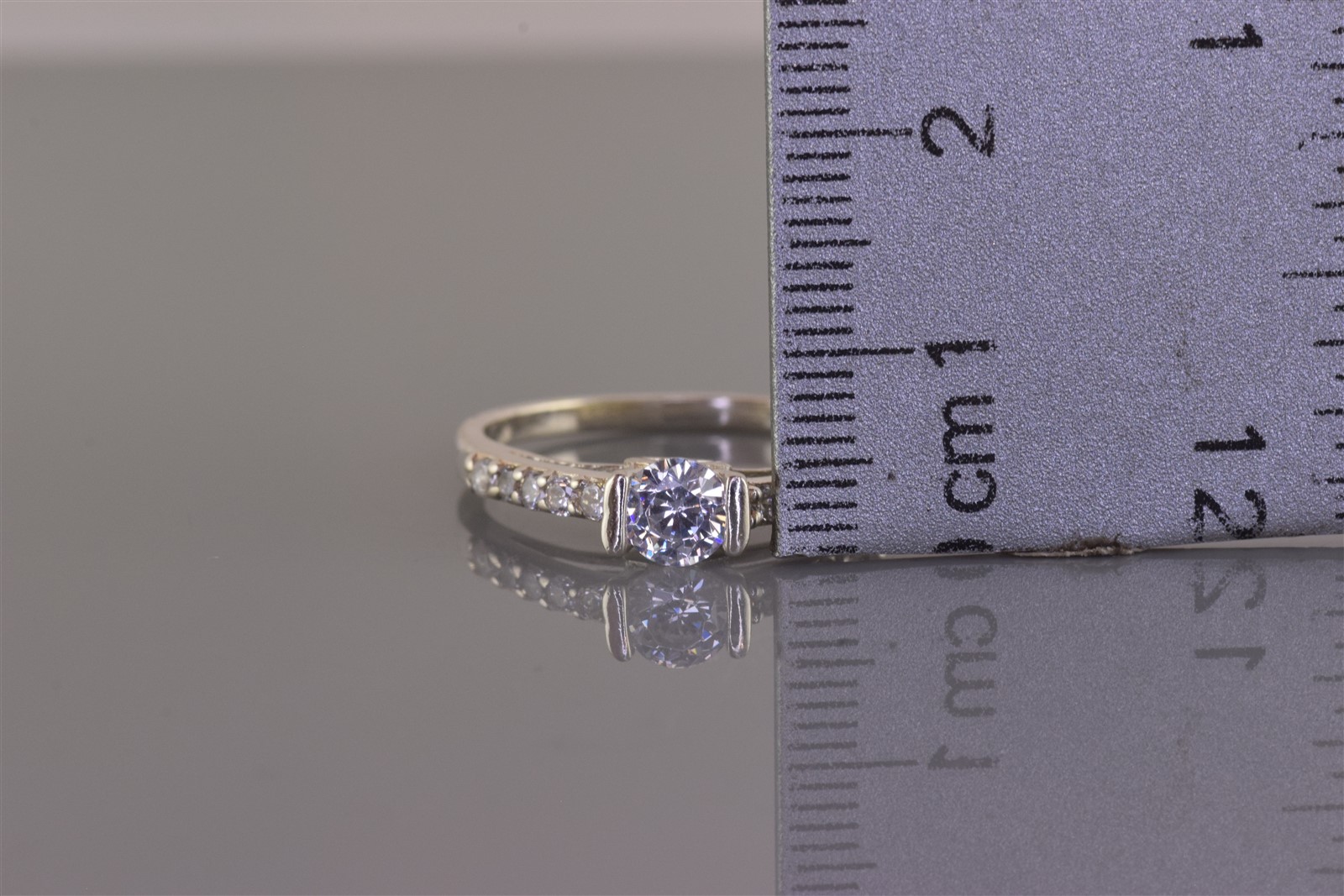 Sterling Silver Tension Set Cubic Zirconia Accented Band Ring 925 Sz: 8