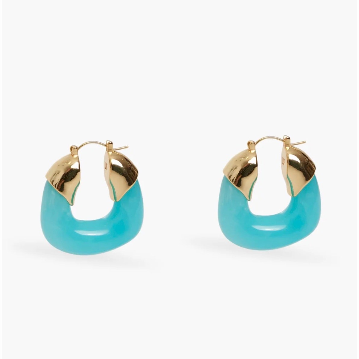 Lizzie Fortunato Pool Organic Hoops Gold Plated Earrings Blue Transparent Hoop