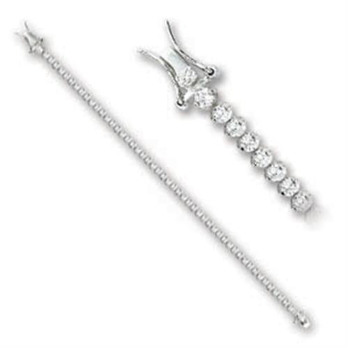 Rhodium Plated Round Cut Clear 2.9mm Cubic Zirconia Tennis Bracelet