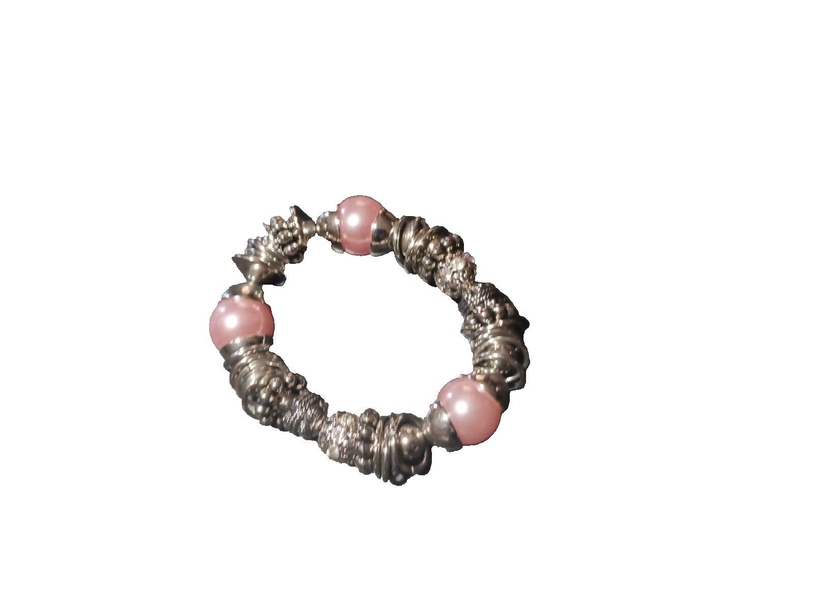 Silver & Pink Beaded Bracelet