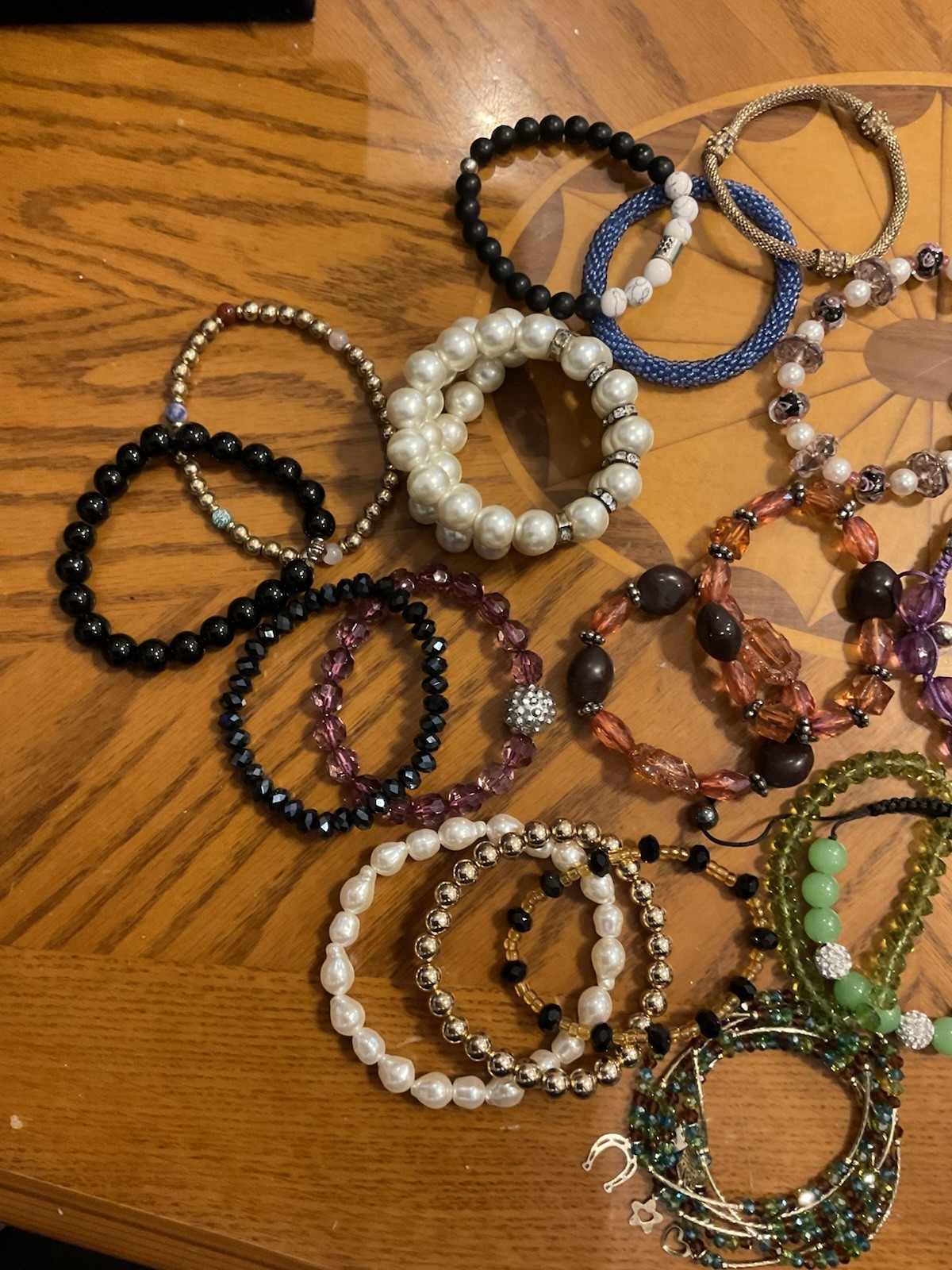 Lot of 38 Bracelets – Stretch Beaded, Wire Wrap, Multicolor, Mixed Materials