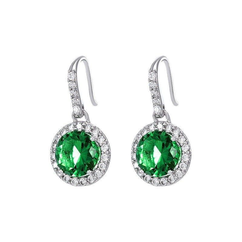 Simple personality emerald artificial gemstone earrings hook feminine earrings