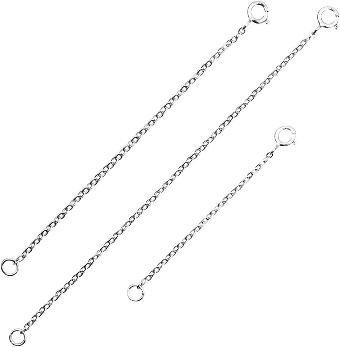 3 Pieces 925 Sterling Silver Necklace Extenders Necklace Extension Chain ​For