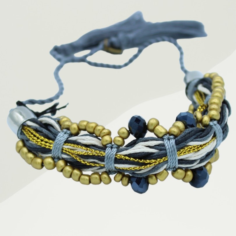 Anthropologie X Cocobelle Gold Woven Beaded Stella Slide Bracelet ~ LAST ONE