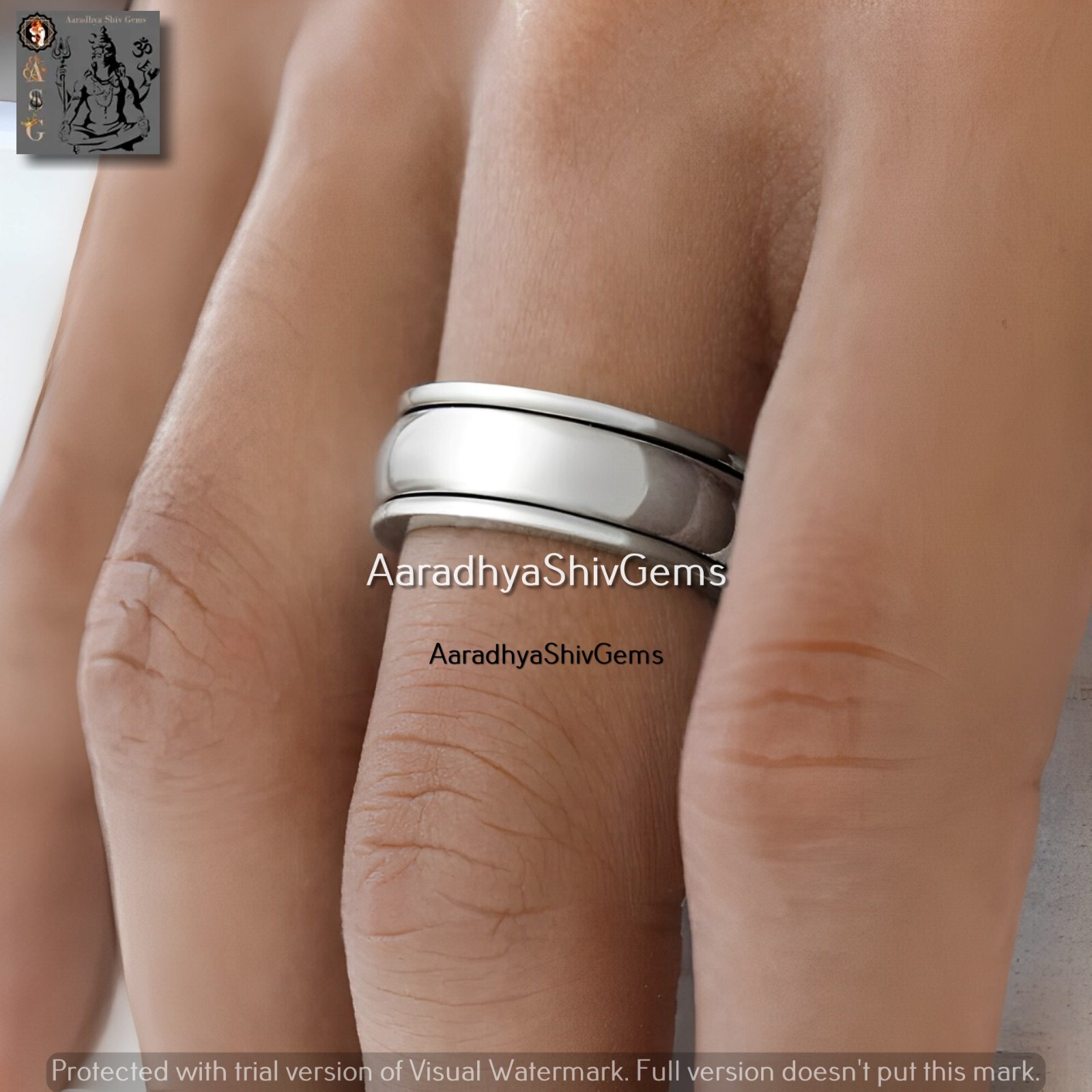 New Men’s Spinning Band Fidget GS Silver Micro Spinner Plain Ring Gift For Him