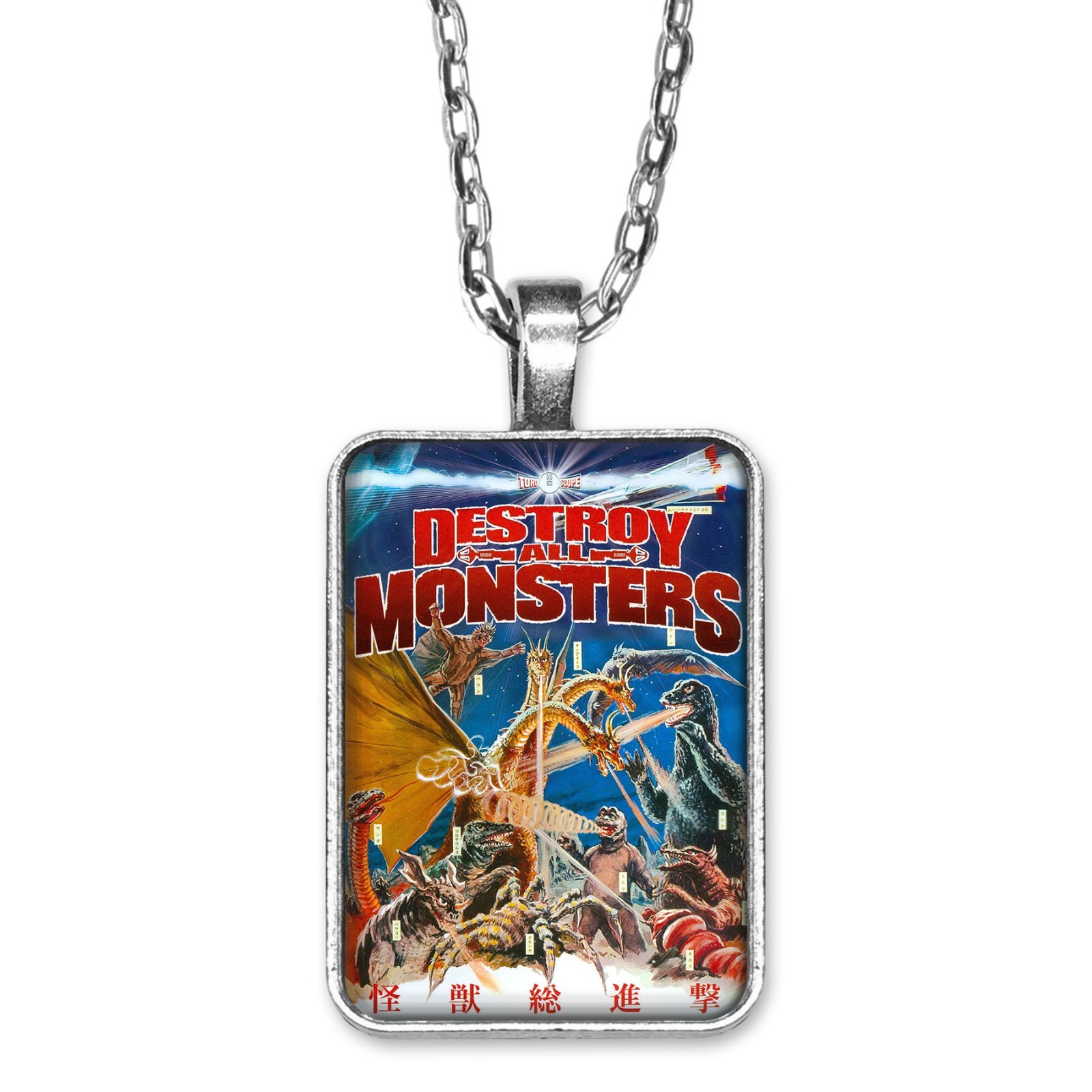 Godzilla Destroy All Monsters Poster Reproduction Pendant Key Ring or Necklace