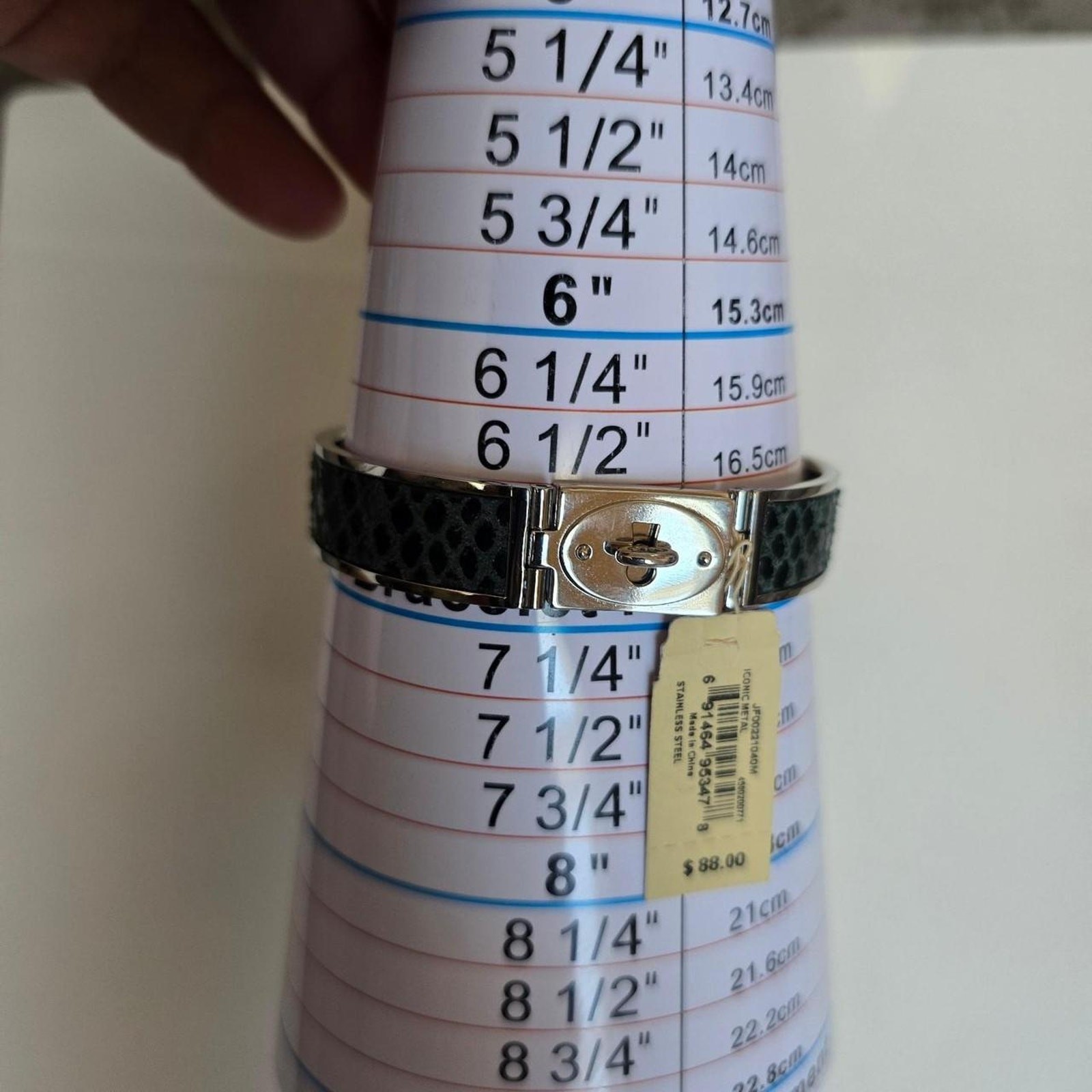 Fossil Iconic Metal Stainless Steel Snakeskin Inlay Bangle Bracelet NWT