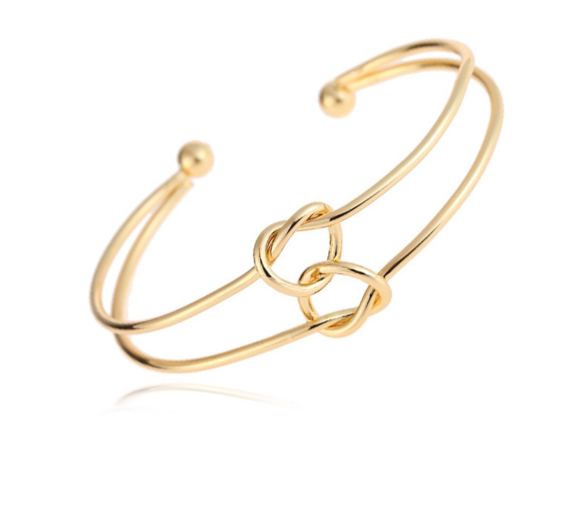 Women Rose Gold Knot Heart Open Cuff Bangle Tribal Bridal Stackable Bracelet