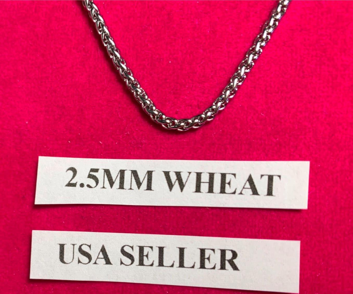 7″-44″ 2.5mm STAINLESS STEEL SILVER BRAIDED WHEAT ROPE NECKLACE CHAIN USA SELLER