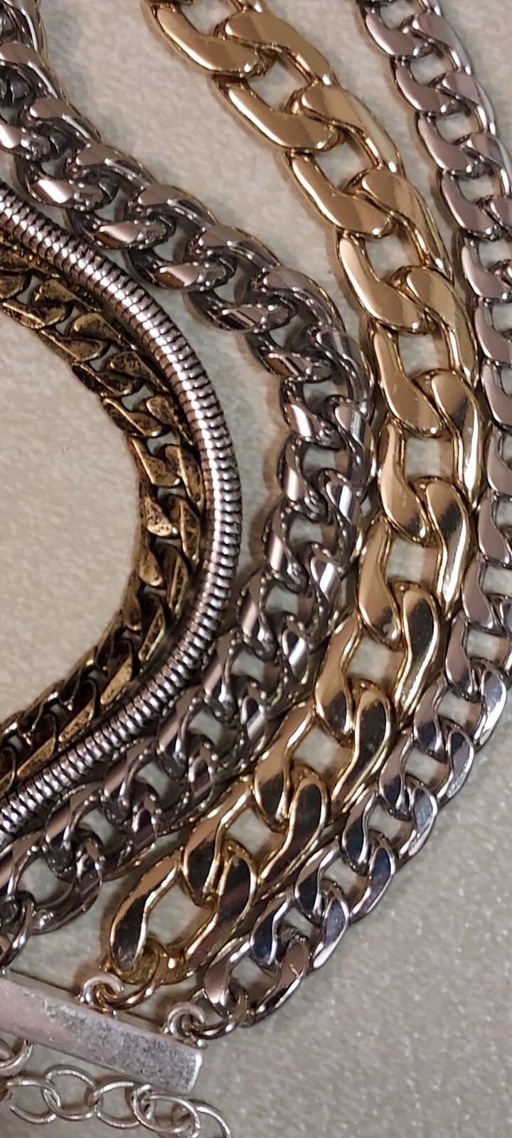 Signed Jenny Bird Multi Chain Bracelet Curb Link Snake Chain With Pouch