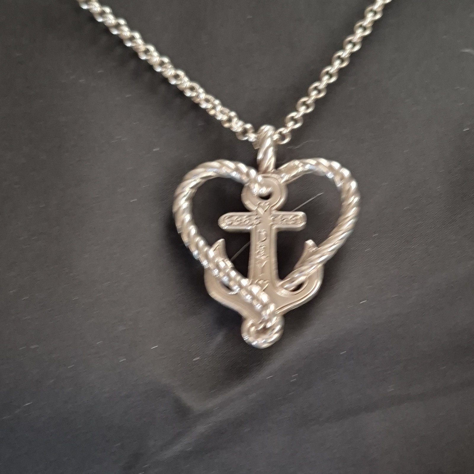Brighton Silver Plated Heart Anchor Charm Pendant Necklace, Adjustable