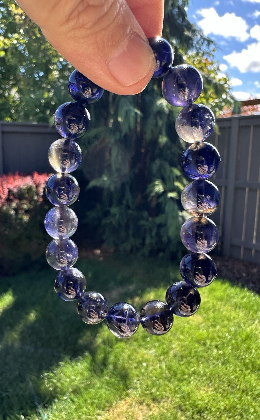 10.5mm+ High Quality Iolite Crystal Bracelet
