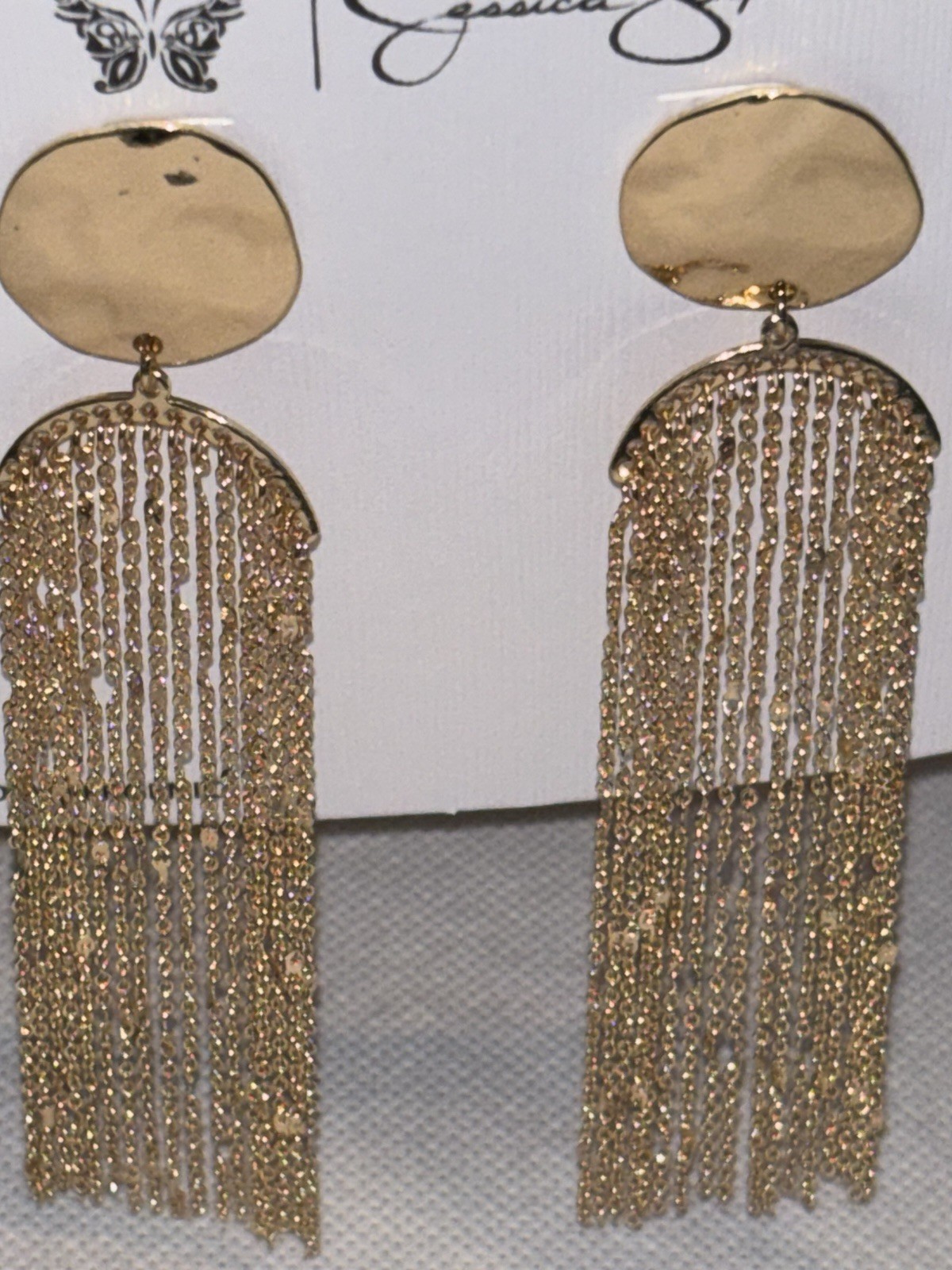 Jessica Simpson Hypo-Allergenic Tassel Dangle Earrings Gold Tone Metal