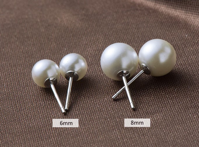 Sterling Silver 4/5/6/8/10mm Natural Sea Shell Pearl Stud Post Earrings Gift Box