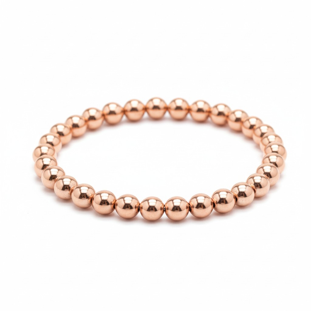 6mm Rose Gold Filled Bead Bracelet Stretch Waterproof Statement 6″