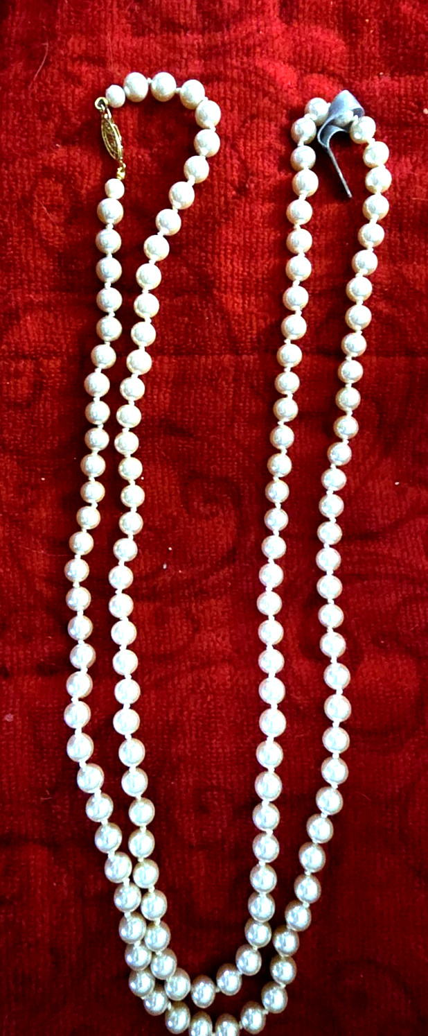 Nordstrom’s 24 Inch Faux Pearl Necklace W/ Goldtone Fishhook Locking Clasp