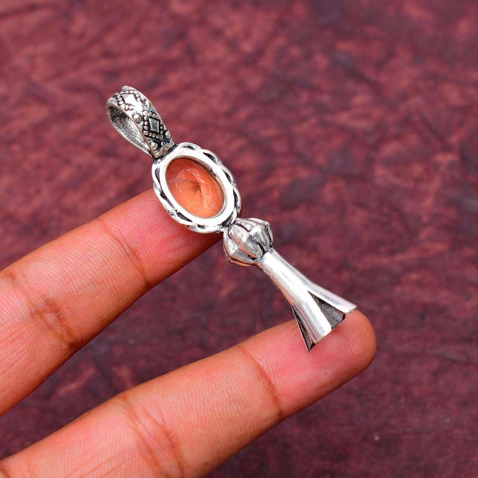 Morganite Gemstone 925 Sterling Silver Pendant Approx -2.12″