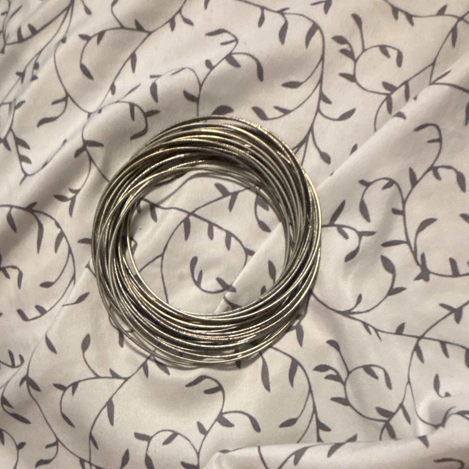 Silver Tone Multi-Wire Coil Wrap Stackable Bangle Bracelet Set – No Stone