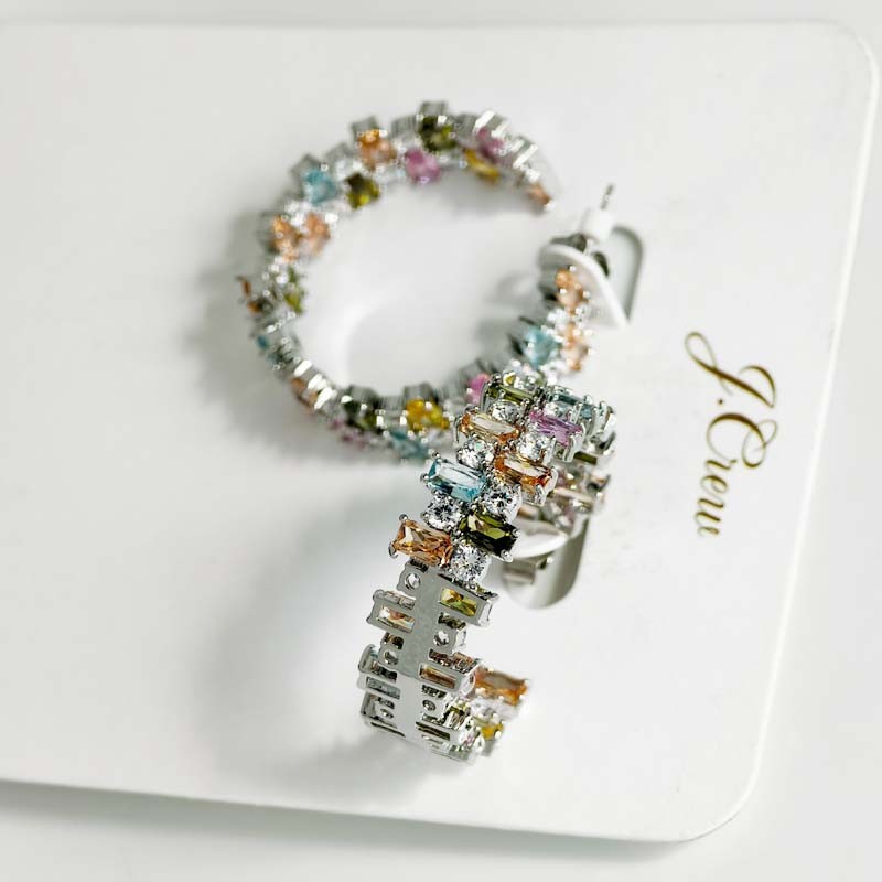 New 36mm Jcrew Crystal Statement Hoop Earrings Chic Women Party Vacation Jewelry