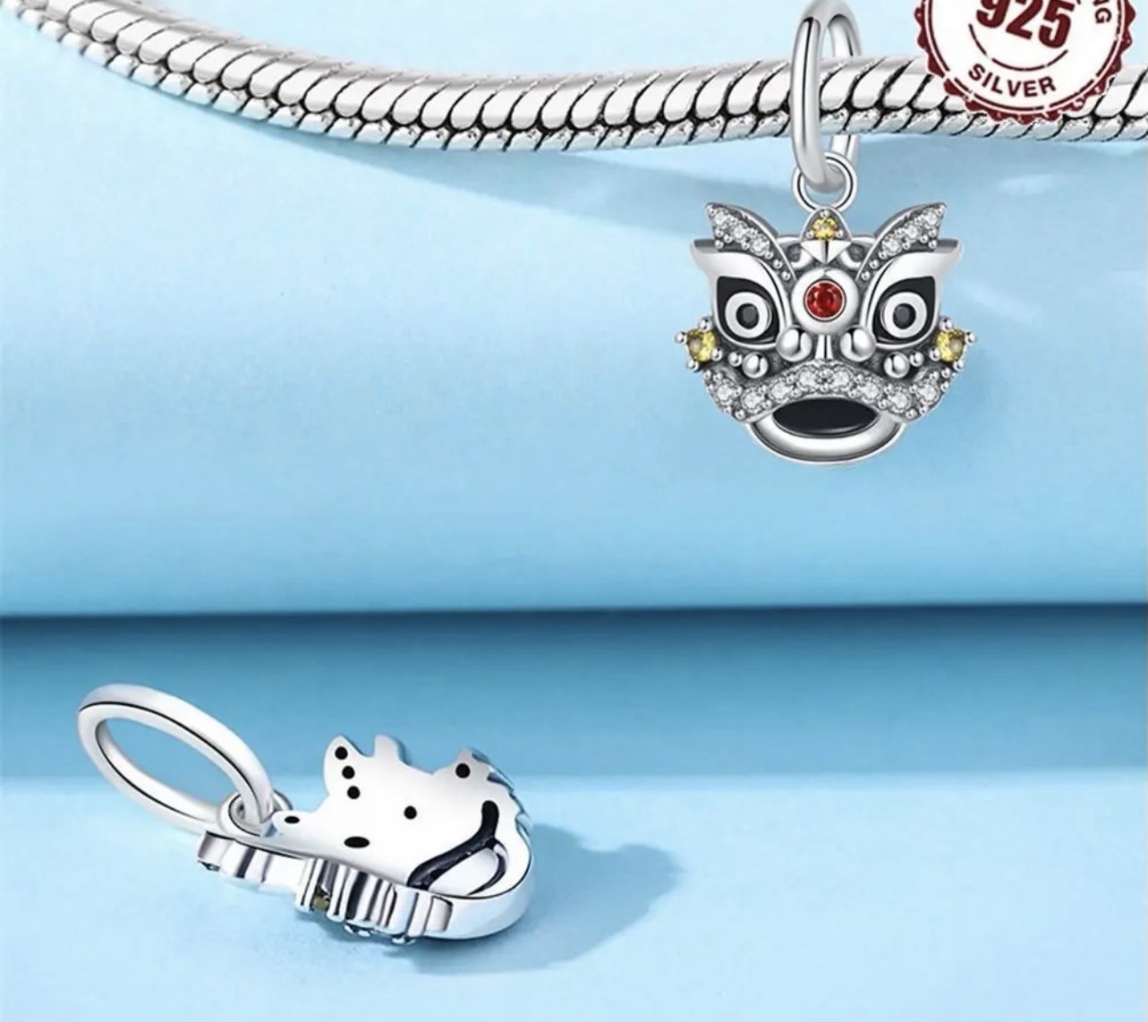 NEW 925 STERLING SILVER WAKING LION CHINESE NEW YEAR CHARM G88