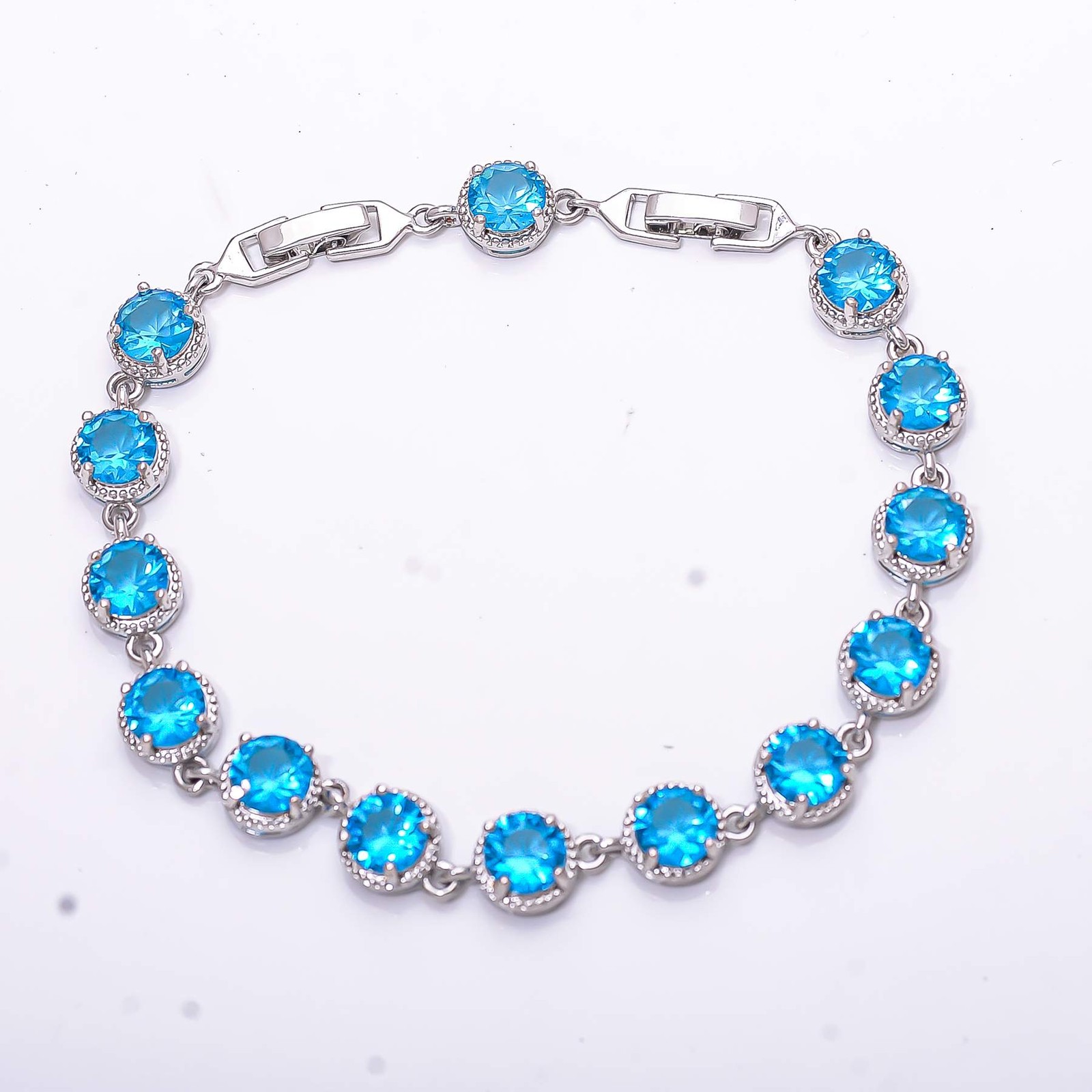 London Blue Topaz 925 Sterling Silver Tennis Bracelet 7.99″ B15, Gift for her