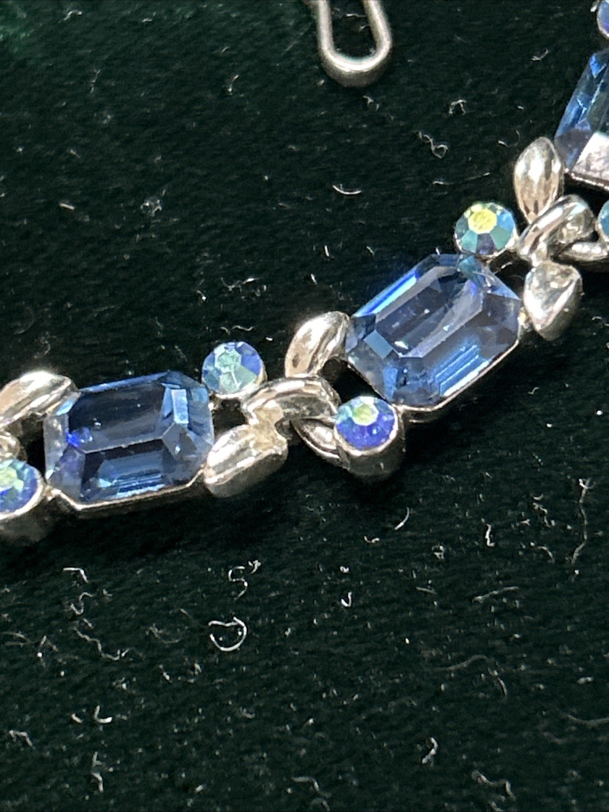 Vintage Signed Lisner Blue Rhinestone Choker Necklace