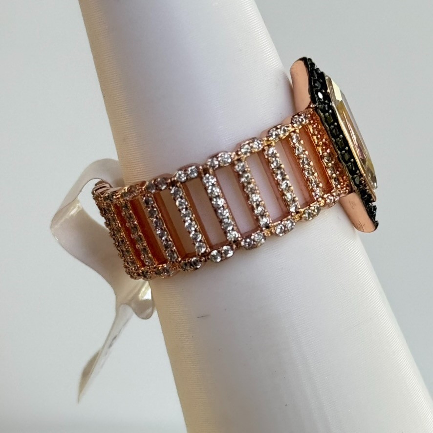 Bomb Party UNTAMED Ring Sz 9 RG88717 “Velvet Ambush” Clear & Black on Rose Gold