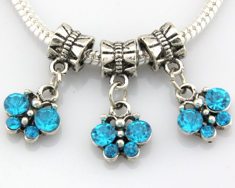 20pcs AntiqueStyle Silver Tone Butterfly Dangle Charms Fit European Bracelet E23