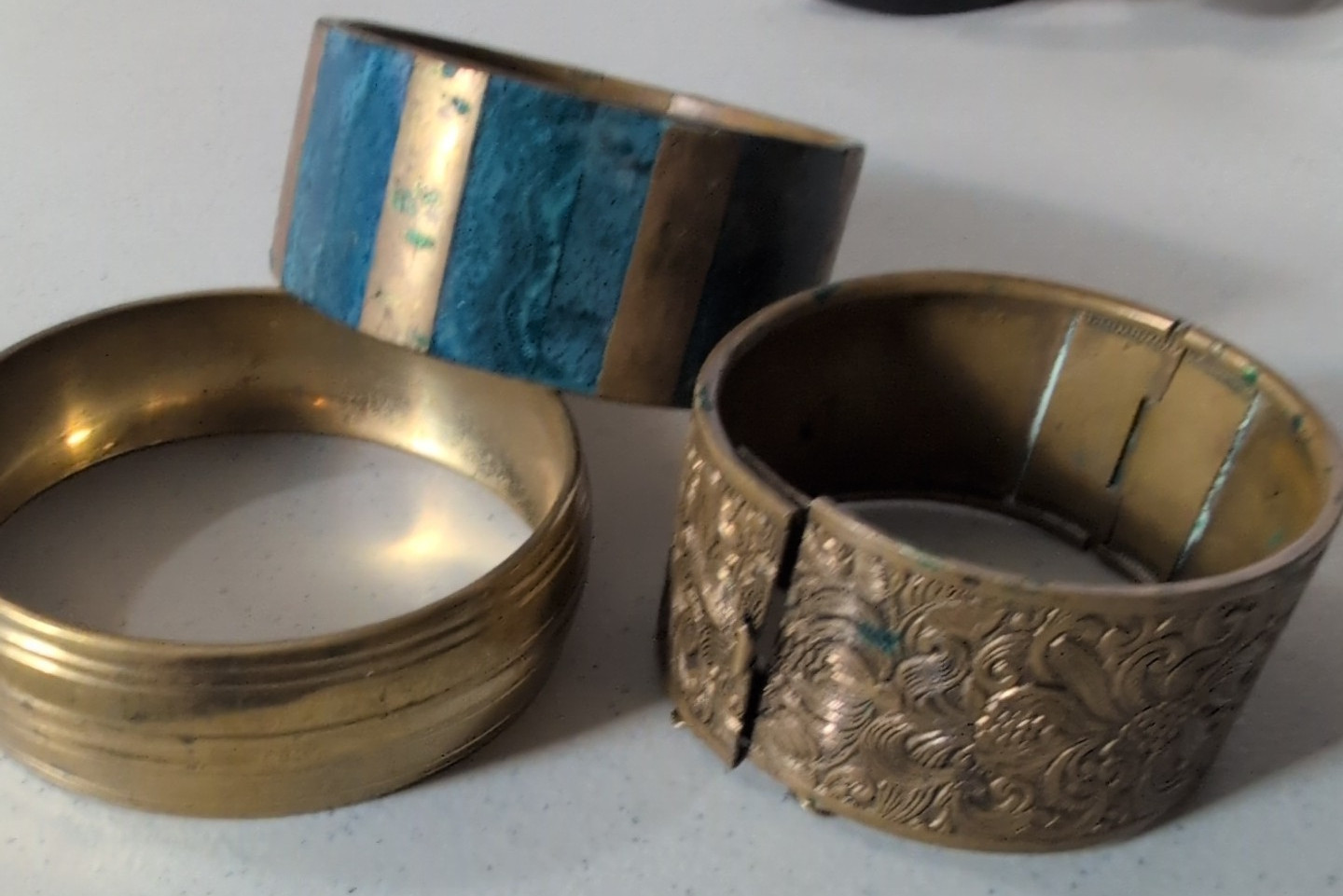 Bracelets Brass 3 Lot Vintage See Pictures as is