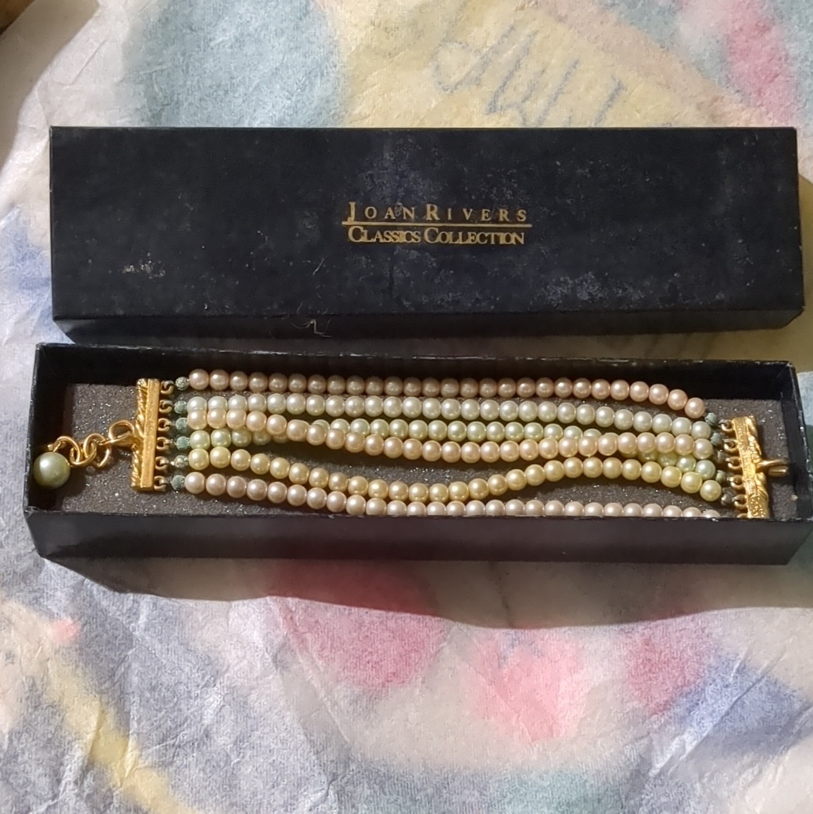 Joan Rivers Multi-Strand Faux Pearl Dangle Charm Bracelet