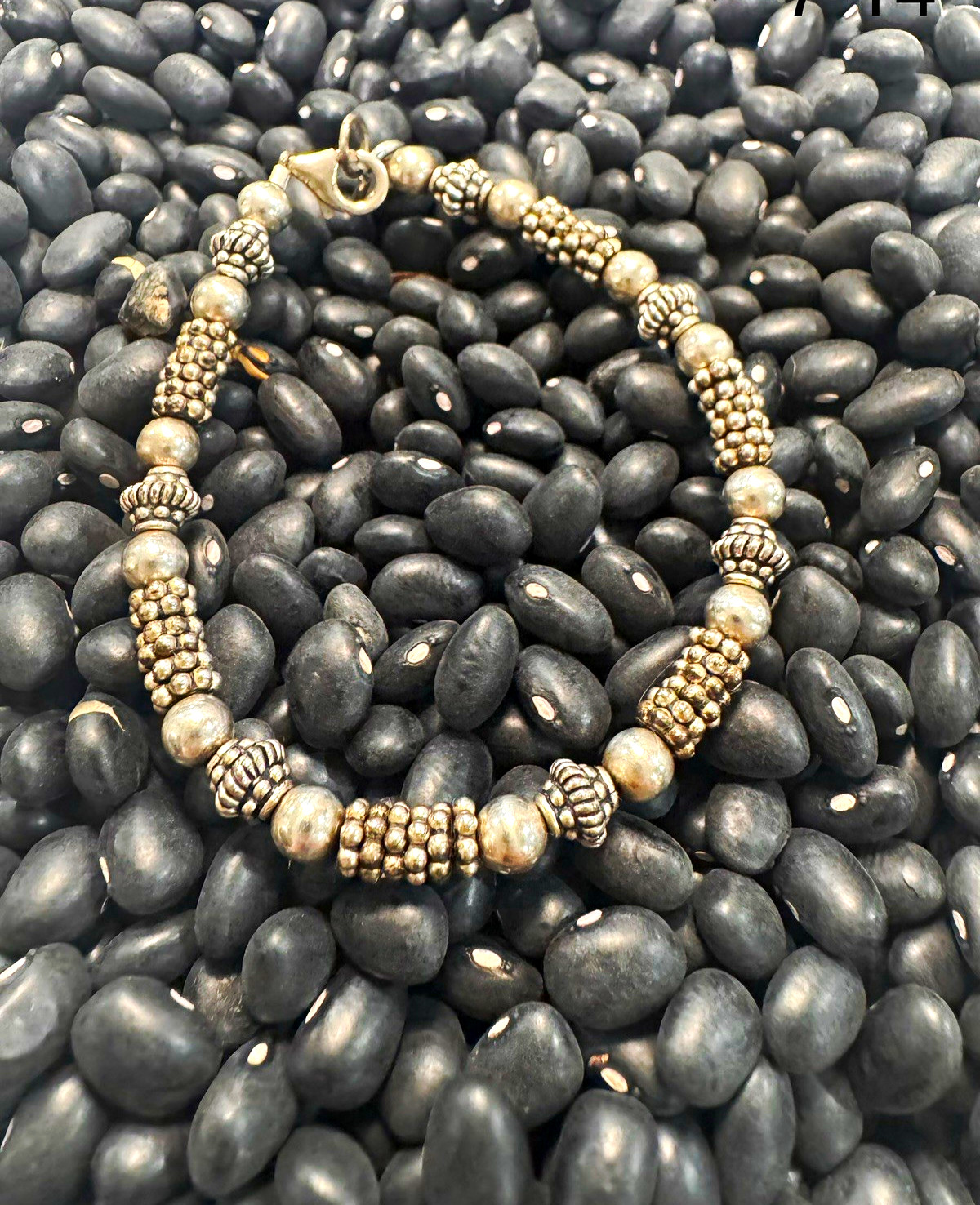 925 Silver Metal Beaded Ball Chain Bracelet with Spring Ring Clasp
