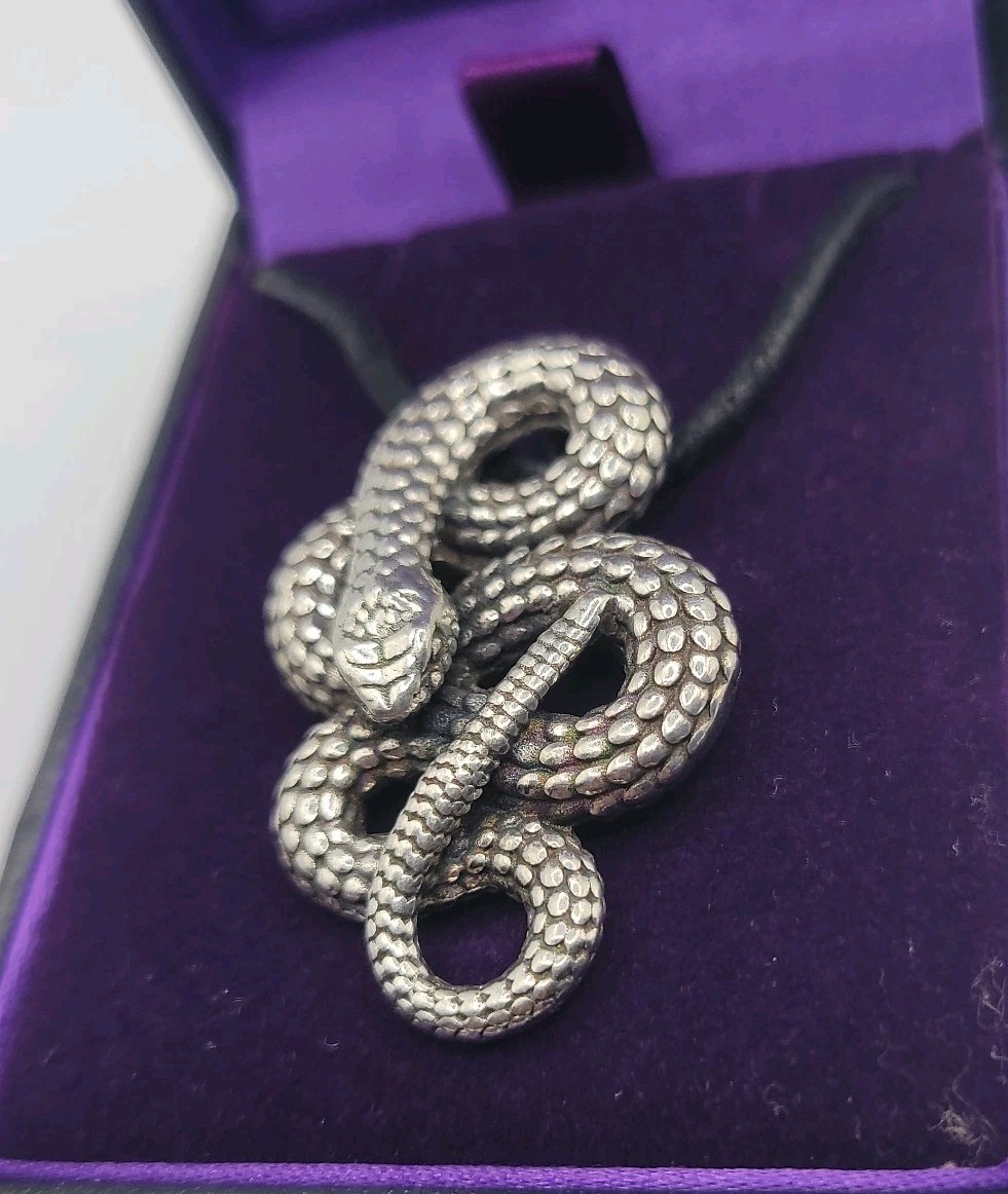 St Justin Pewter Coiled Snake Pendant Necklace Pendant United Kingdom