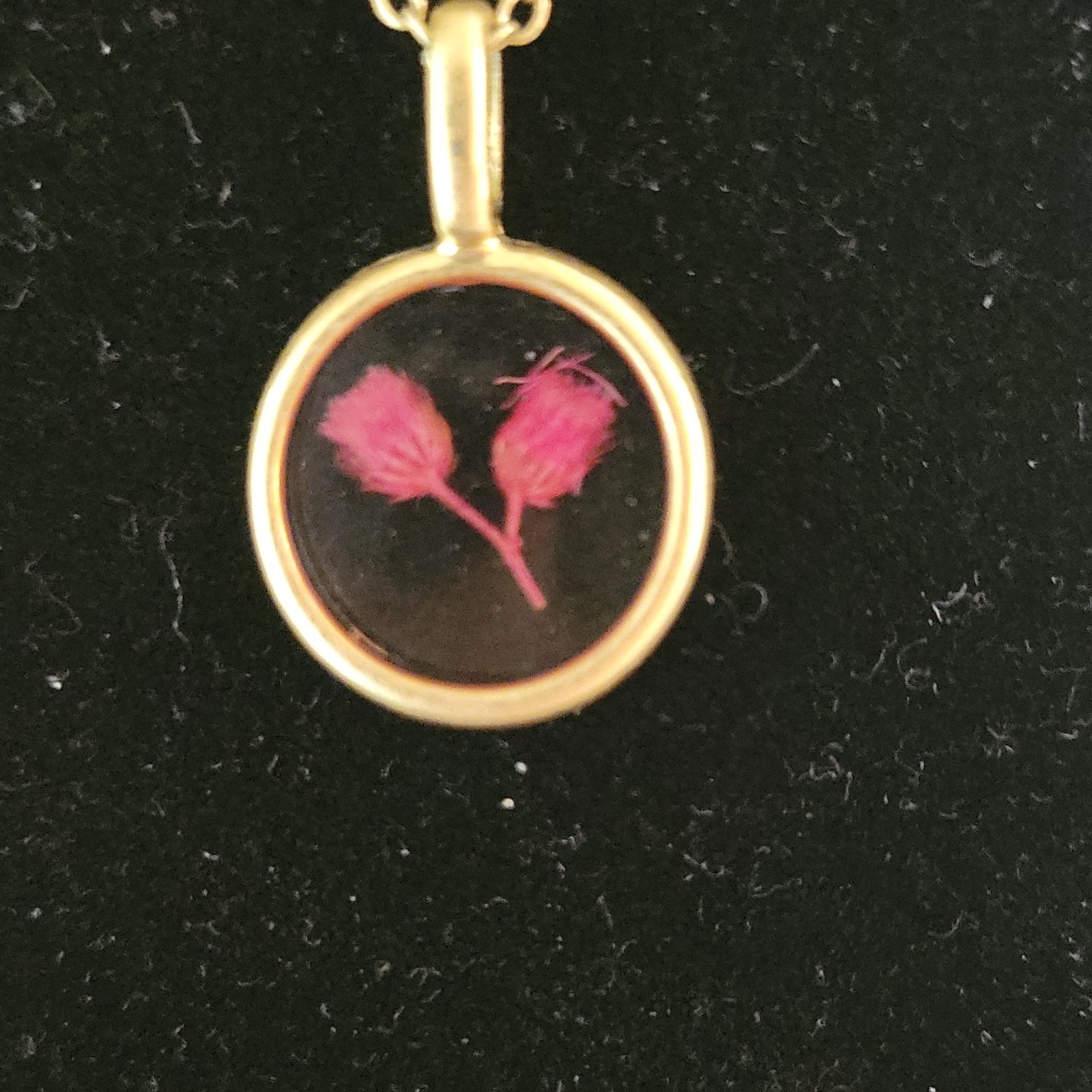14″ Beautiful Vintage SU CZ CH Layered Pressed Flower Necklace