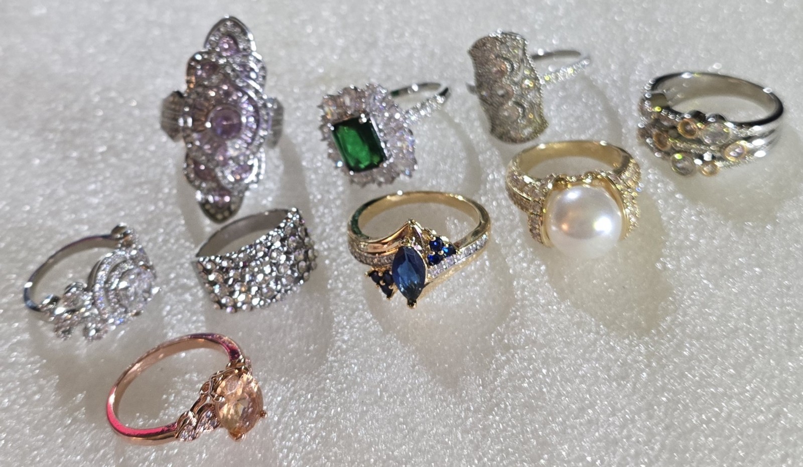 Blingy RHINESTONES Metal Cocktail Fancy Rings Lot Sizes 6-10.5