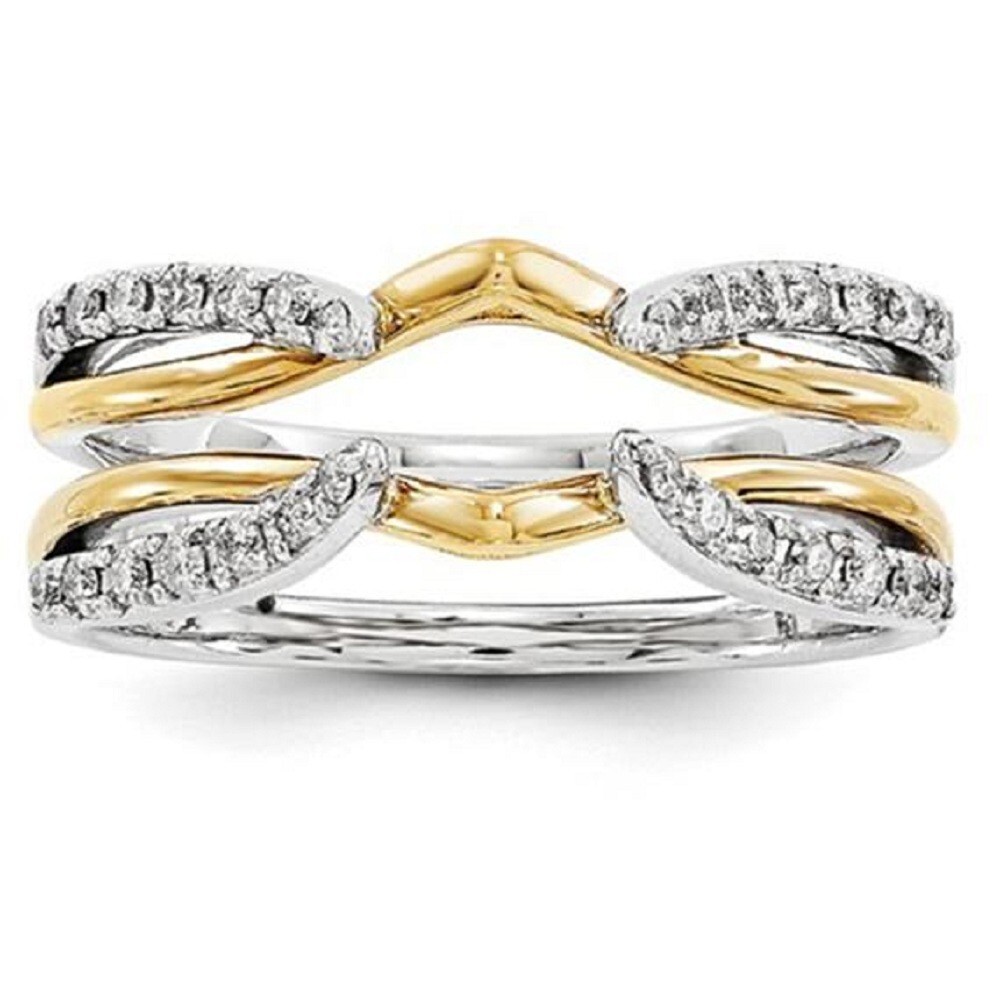 14K Two Tone Gold Plated 0.25 Ct Cubic Zirconia Ring Guard Enhancer