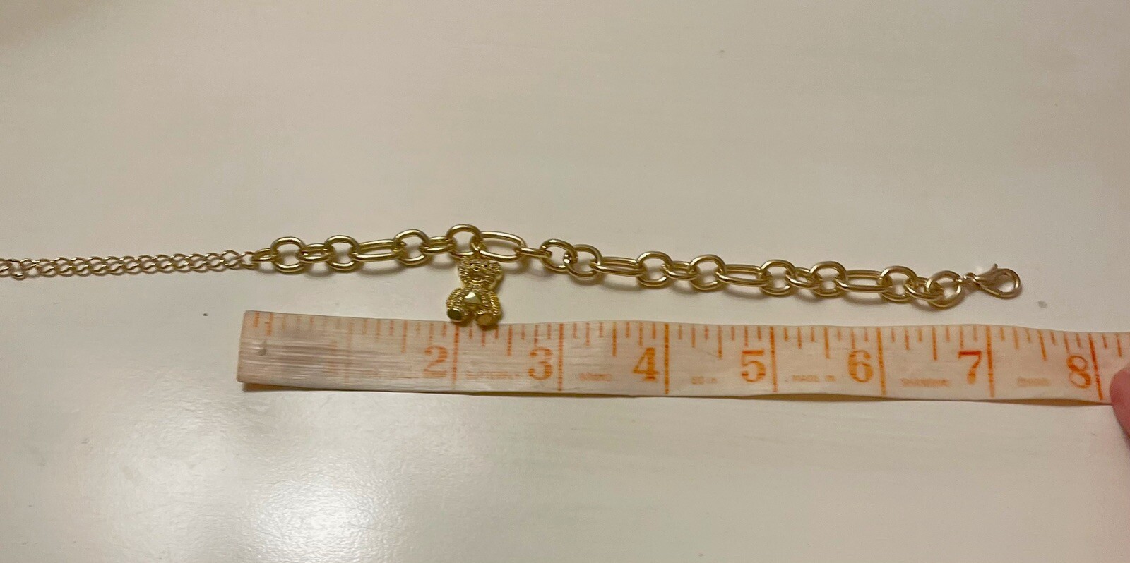 Plus Size Teddy Bear Charm Bracelet Gold Tone Links up to 10 Inches NWT
