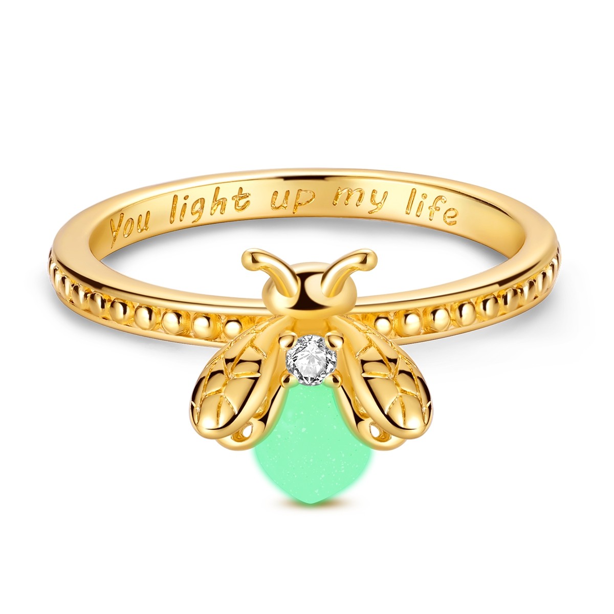 MULA Original Luminous Golden Firefly Ring CZ Women Jewelry 925 Sterling Silver